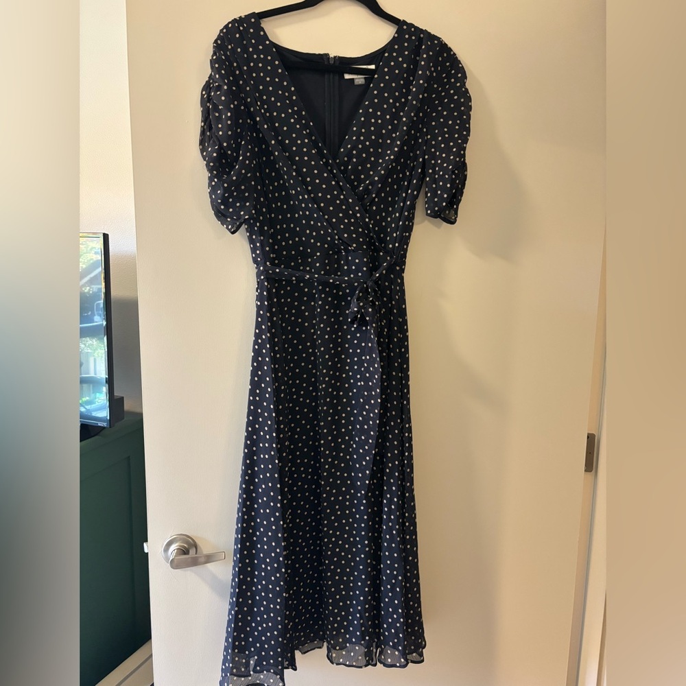 Harper Rose- Navy and Cream Polka Dot Short Sleeve Dress